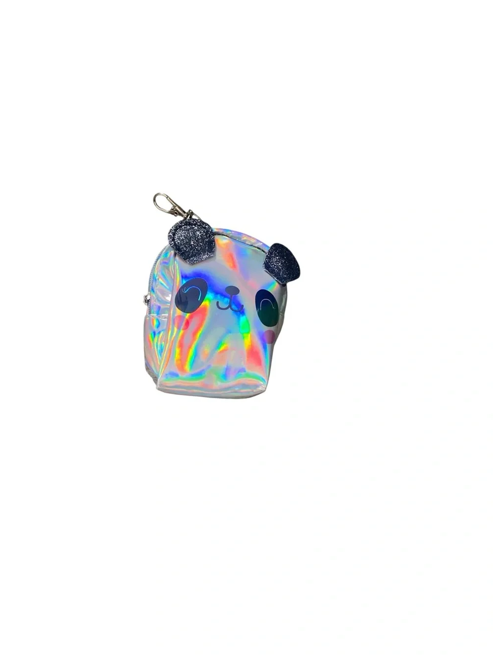 Holographic Panda Mini Bag Charm - Iridescent Blue